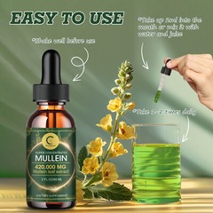 2 PACK Mullein Drops for Lungs, Detox and Cleanse Mullein Extract Supplement