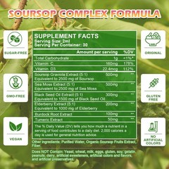 Soursop Graviola Extract with Sea Moss & Black Seed Oil Vegan, Gluten-Free