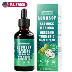 Soursop Pure Liquid Drops 10 in 1 with Sea Moss, Moringa, Turmeric, Black Seed