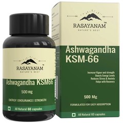Rasayanam Ashwagandha KSM-66 (500mg) Capsule Energy Endurance Strength (60 Caps)