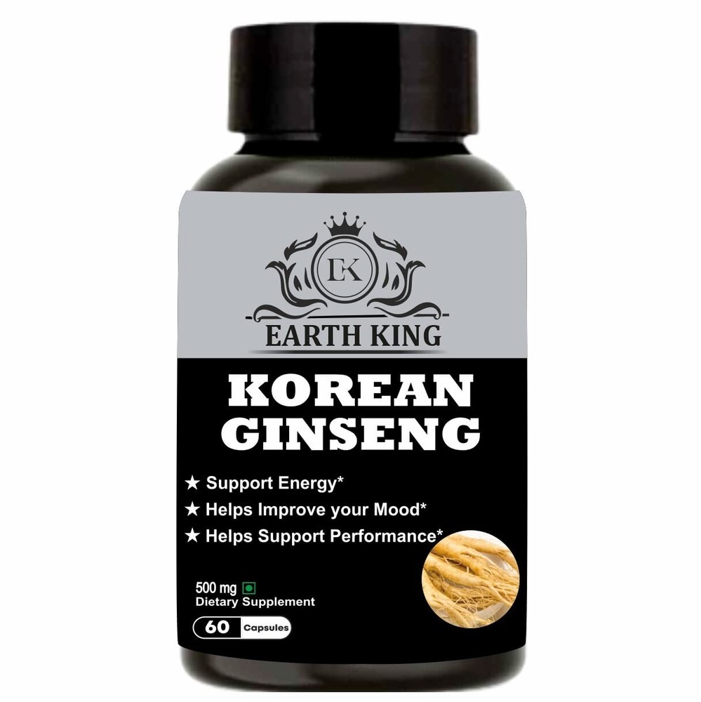 EARTH KING Korean Ginseng 500mg Capsule For Strength Stamina & Energy 60Capsules