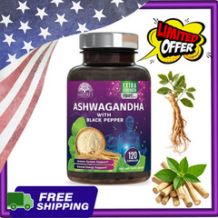 Organic Ashwagandha 1950mg w/ Black Pepper for High Absorption & Stress Support