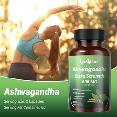 Organic Ashwagandha Capsules 600 MG (4 PACK) with Black Pepper Root Powder