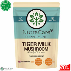 Tiger Milk Mushroom 5000mg Capsules-(40%B-Glucans)-100% Natural & Vegan Product