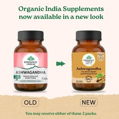 Organic India Ashwagandha 60 Veg Capsules 400mg Ayurvedic Herbal 5 Pack Energy