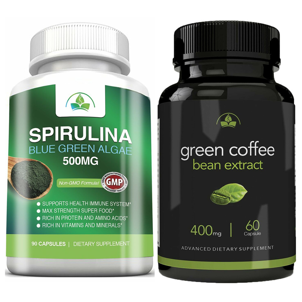 Spirulina Blue Green Algae Immune Support Green Coffee Weight Management 60 Caps