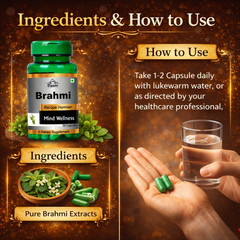 Cipzer Brahmi 60 Capsule | Stress Reducer, Improve Mental Health, Better Sleep