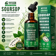 Soursop Bitters Liquid Drops 10 in 1 Sea Moss Moringa Black Seed Oil 2 Oz