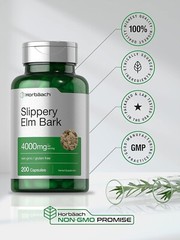 Slippery Elm Bark 4000 Mg Moose Elm Extra Strength Soothe GI Tract, 200 Capsules