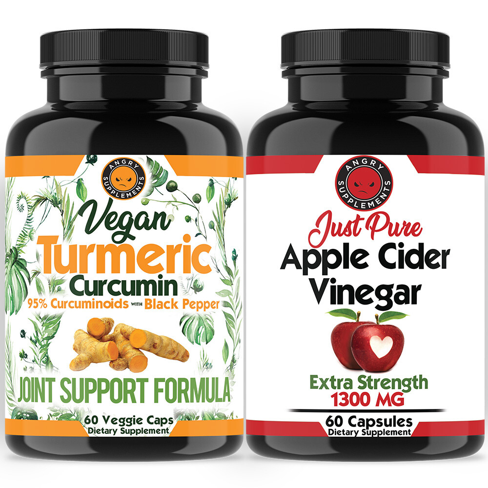 ACV Fat Burner & Weight Loss Vegan Turmeric 95% Curcuminoids & Black Pepper 2PK