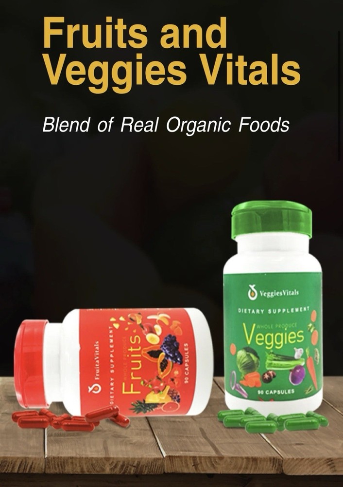 2 x 90 Organic Fruits & Veggies Capsules Supplements for immune health Men Women