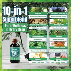 Soursop Pure Liquid Drops.10-in-1 Herbal Blend for Immune & Wellness Support