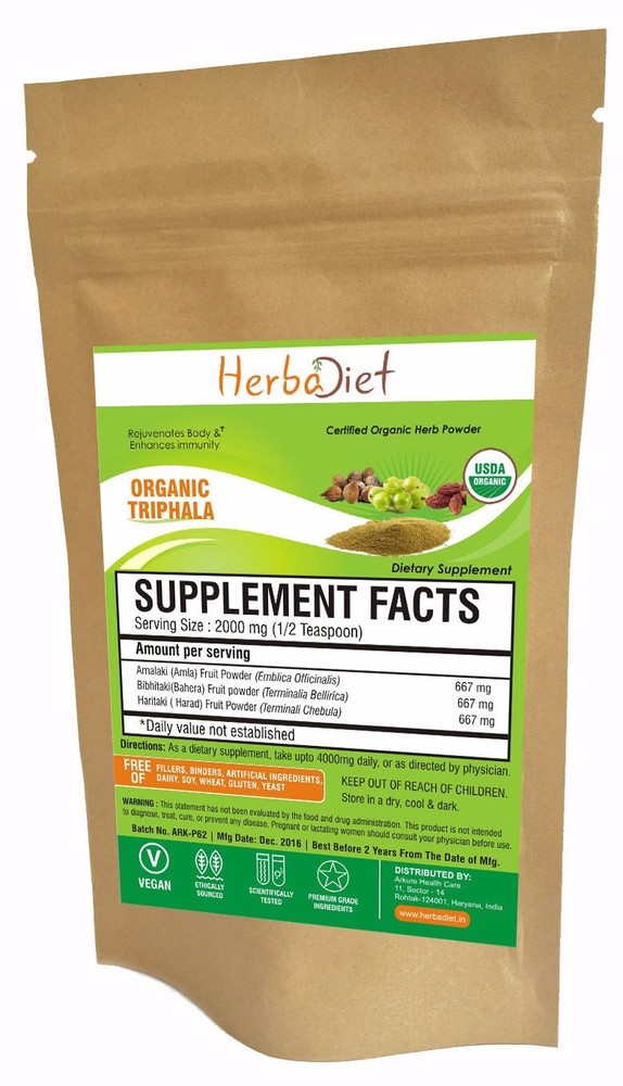 Organic Triphala Powder Churna 100% Pure Natural Premium Quality Aids Digestion