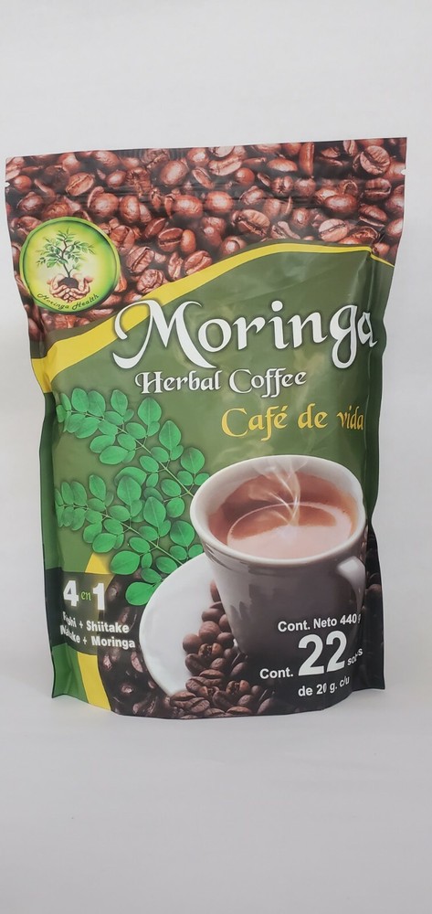 MORINGA HERBAL COFFEE CAFÉ HERBAL CON MORINGA w/22 BAGS 440GRS CAFE DE VIDA