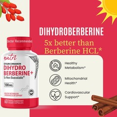 Nature’s Fusions Dihydroberberine Supplement 100mg 60 60 Count (Pack of 1)