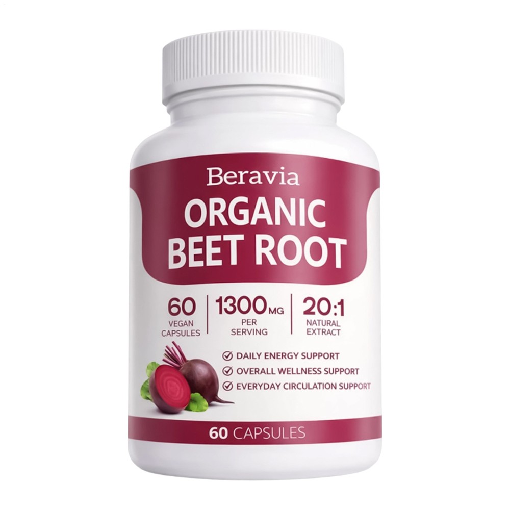 Beravia Organic Beet Root Capsules, Purely Natural, Non-GMO 60-Counts V2