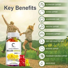 1/2/3 Bottles 2000mg Mullein Leaf Gummies Verbascum Thapsus Herbal Supplement