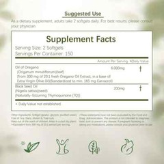 Organic Oregano Oil 6000mg 2X300gels Contains Carvacrol 165mg and Thymoquinone