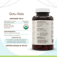 HerbEra Gotu Kola 60/120 Capsules, 500 mg, Organic Gotu Kola (Centella Asiatica)