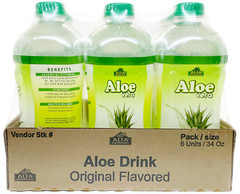 Alfa Vitamins Aloe Vera Drink with Pulp, Original, 34 Ounce Bottle – 6 pack