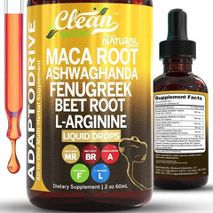 Clean Nutra Organic Maca Root Drops with Ashwagandha Fenugreek Beet L-Arg