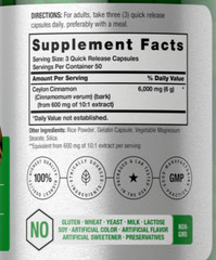 Ceylon Cinnamon 6000mg 3X150 Caps Non-GMO, Gluten Free No Preservatives