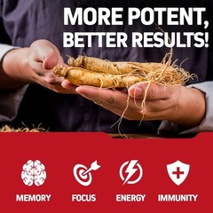 Korean Red Panax Ginseng 15000mg – for Focus, Energy, Endurance, Muscle Health