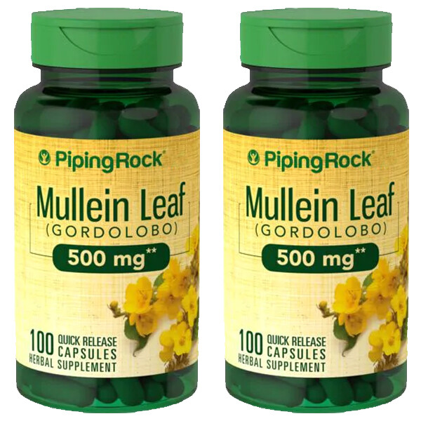 Mullein Leaf 500mg 2X100 Caps Flavonoids, Tannins, Fatty Acids Gordolobo
