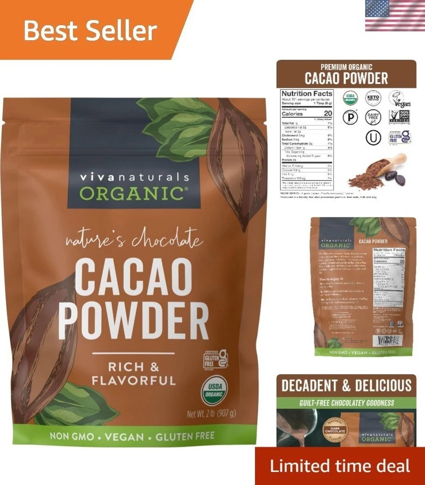Silky Organic Cacao Powder 32 oz – Ideal for Smoothies, Baking & Hot Chocolate