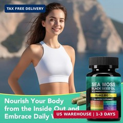 Sea Moss Black Seed Oil Ashwagandha Ginger, Sea Moss Capsule Supplement with Tur