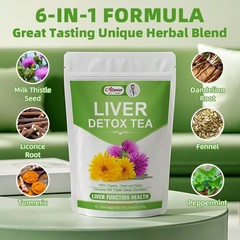 42 Liver Detox Tea Bags | Natural Cleanse, Support Weight Loss, Herbal Slim Tea