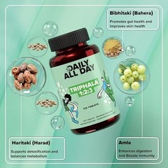 Daily All Day Triphala 1 2 3 Ratio Tablets 120 Constipation, Acidity Gas Relief