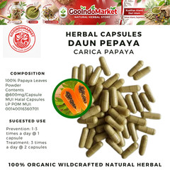 [idHerb] CAPSULES Carica Papaya Daun Pepaya Natural Organic Herbal Herbs Fresh
