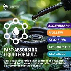 SIRUNES Mullein Herbal Drops with Chlorophyll, Irish Sea Moss, Spirulina & El…