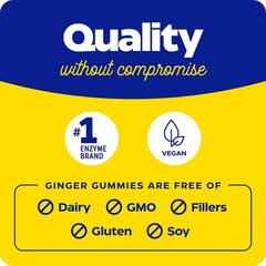 Enzymedica Ginger & Vitamin B6 Gummies Support for Occasional Nausea & Indige…