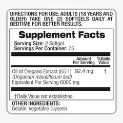 Oregano Oil 6000mg 150gels Contains Carvacrol