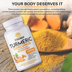 500 Capsules Turmeric Curcumin 5000mg Herbal Extract with BioPerine by YOKABA
