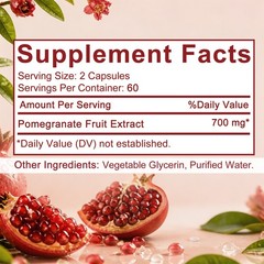 Organic Pomegranate Fruit Extract 700mg 30-120 Softgels Daily Support Supplement