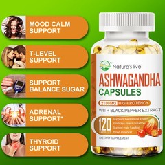 Organic Ashwagandha 1200mg Capsule with Black Pepper For Daily Stress & Mood
