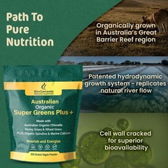 Organic SuperGreens Powder 300g | Unflavored Chlorella, Spirulina, Wheatgrass |