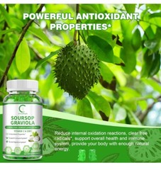 Soursop/ Graviola Gummies/2000mg/Vitamin C & Zinc /60 Gummies/Best By 05/2026