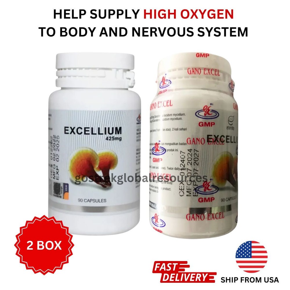 2X Gano Excel Excellium 90 + Ganoderma Lucidum 90, Reishi Lingzhi Usa Stock Ship