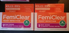 FemiClear Homeopathic 2-Day Dose-Combo Yeast Infection + External Itch. 2 PACKS