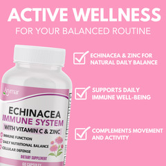 Arymar Equinacea 1000 mg + Vitamin C 60 Caps – Immune, Blood Pressure Support