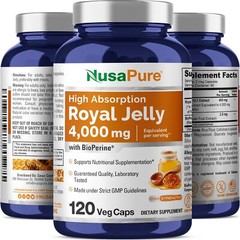 NusaPure Royal Jelly 4000mg – 120 Veggie Capsules (Non-GMO, Gluten Free,…