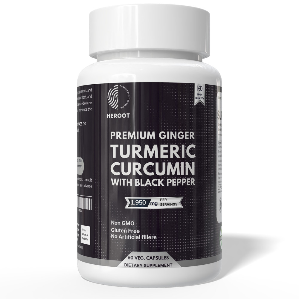 Turmeric Capsules 1950mg Curcumin95% , Black Pepper & Ginger Complex Bioperine