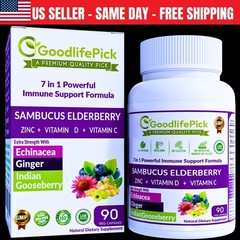 7 in 1 Elderberry with Zinc Echinacea, Vitamin C & D Ginger & Amla 90 Capsules