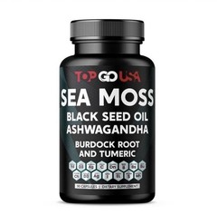 2 Pack Sea Moss Black Seed Oil Ashwagandha Burdock Root Turmeric 180 Capsules