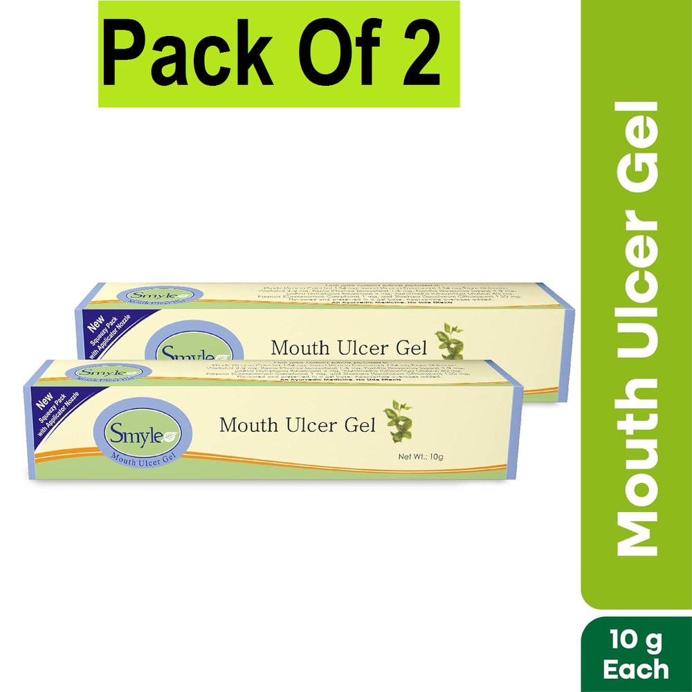 100% Ayurvedic Smyle Mouth Ulcer Gel For painful mouth& burning-10gm (pack of 2)