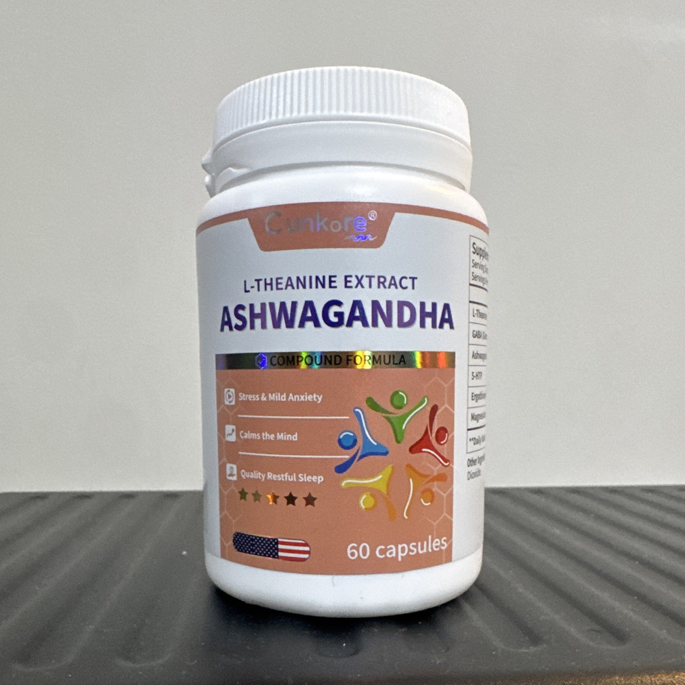 Cunkore Ashwagandha Extract L-Theanine GABA 5-HTP 300mg 60 Caps GMP